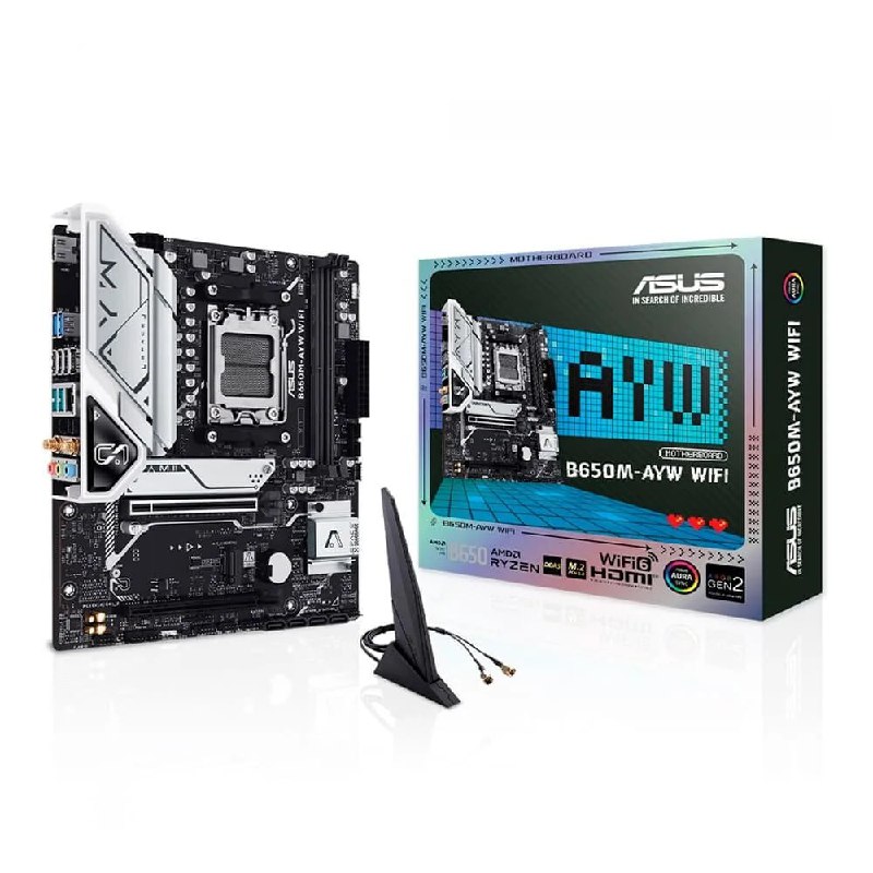 Placa Mãe ASUS B650M-AYW Wi-Fi, AM5, mATX, DDR5, Wi-fi, Bluetooth - 90MB1KI0-M0EAY0