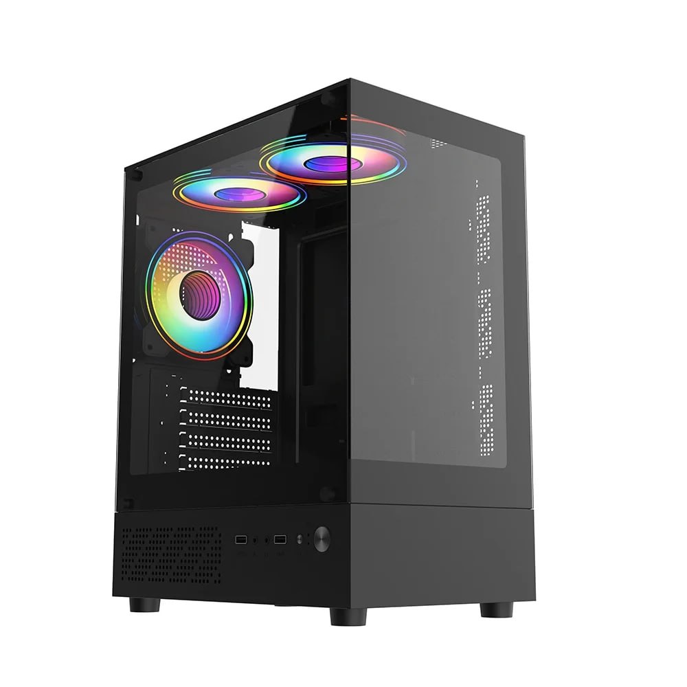 Gabinete Liketec Quest, Frontal e Lateral em Vidro, 3x Fan Rainbow - LC-MX-QUEST-SF