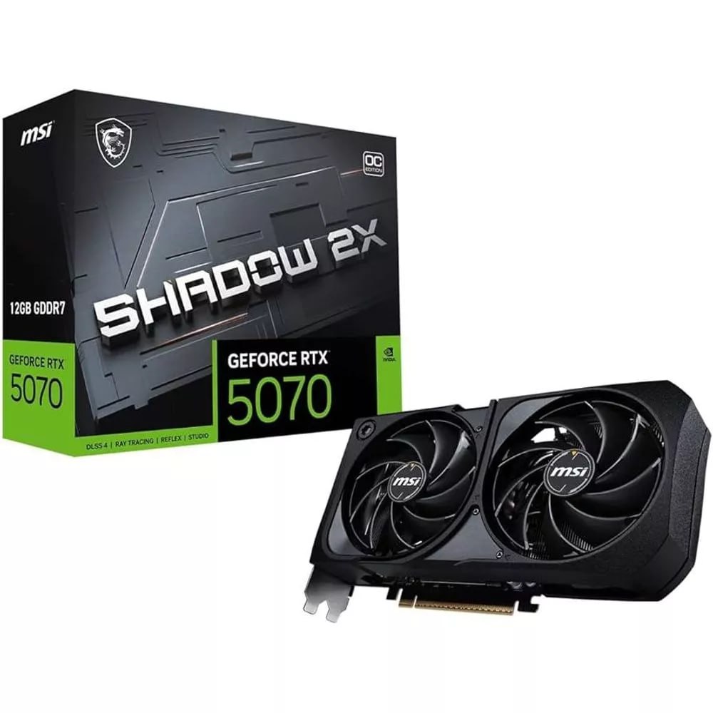 Placa de Vídeo NVIDIA GeForce MSI RTX5070 Shadow OC 2X 12GB - 192 Bits - HDMI/3X DP - 912-V532