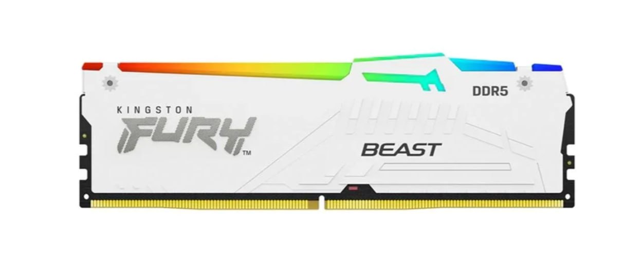 Memória RAM Kingston Fury Beast, RGB, 16GB, 5600MHz, DDR5, CL36, Branco - KF556C36BWEA-16