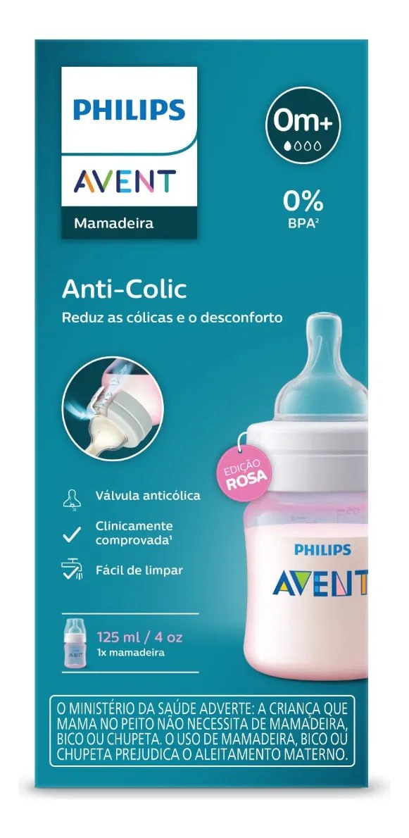 Philips Anti-Colic Pétala 125mL mamadeira rosa