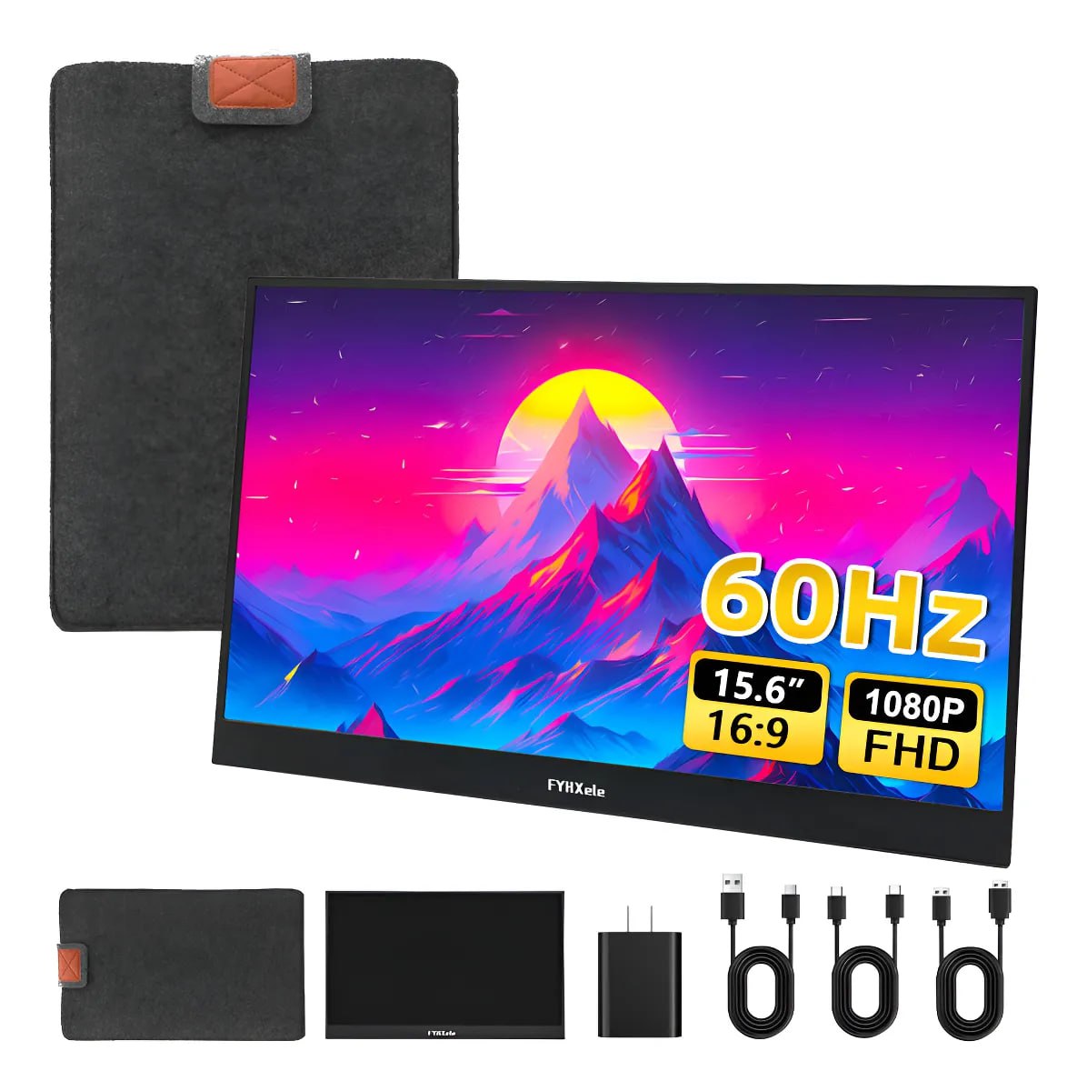 Monitor Portátil 15.6 Fyhxele 1080p Hdr Hdmi Ips Preto
