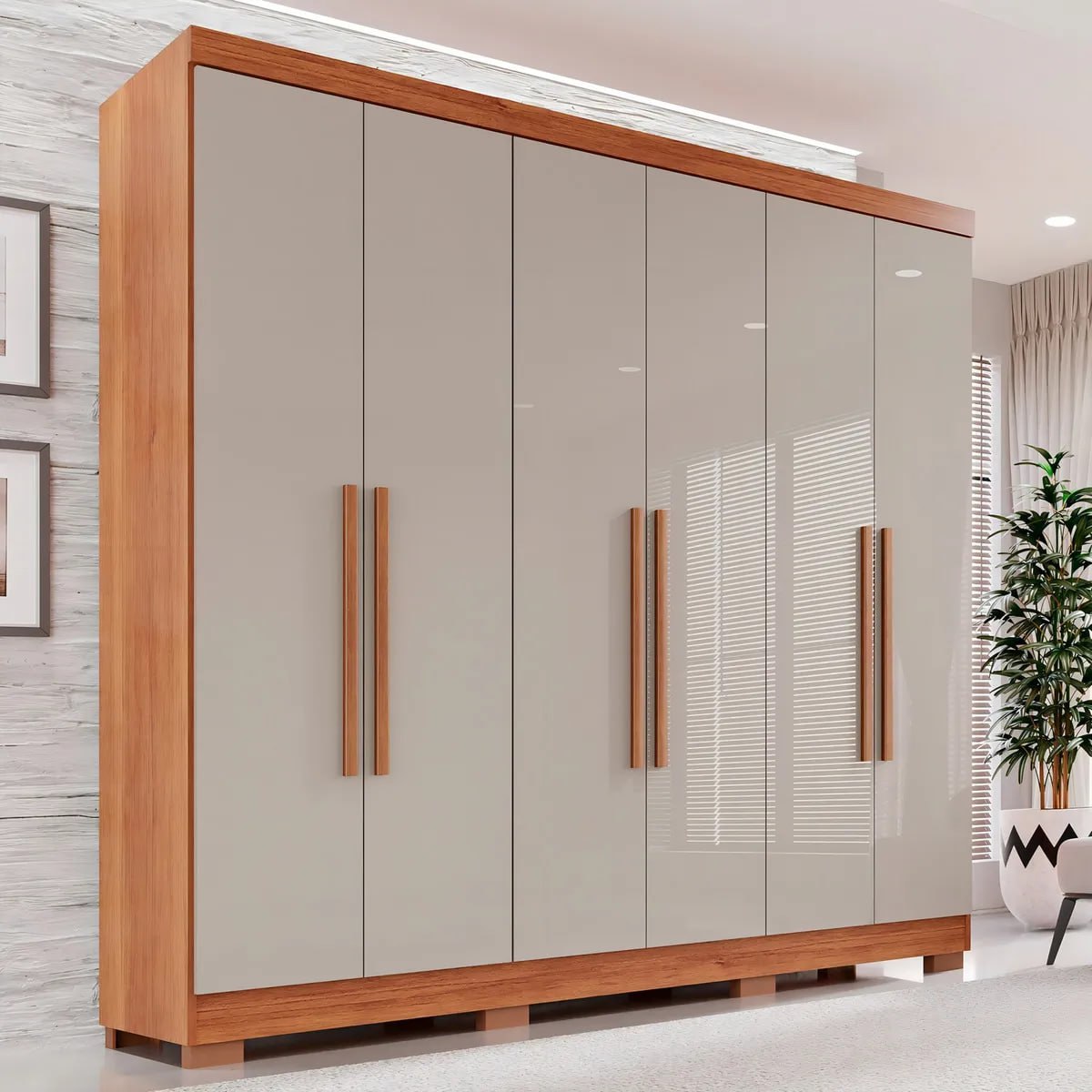 Guarda-roupa Casal 6 Portas 2 Gavetas França Wt