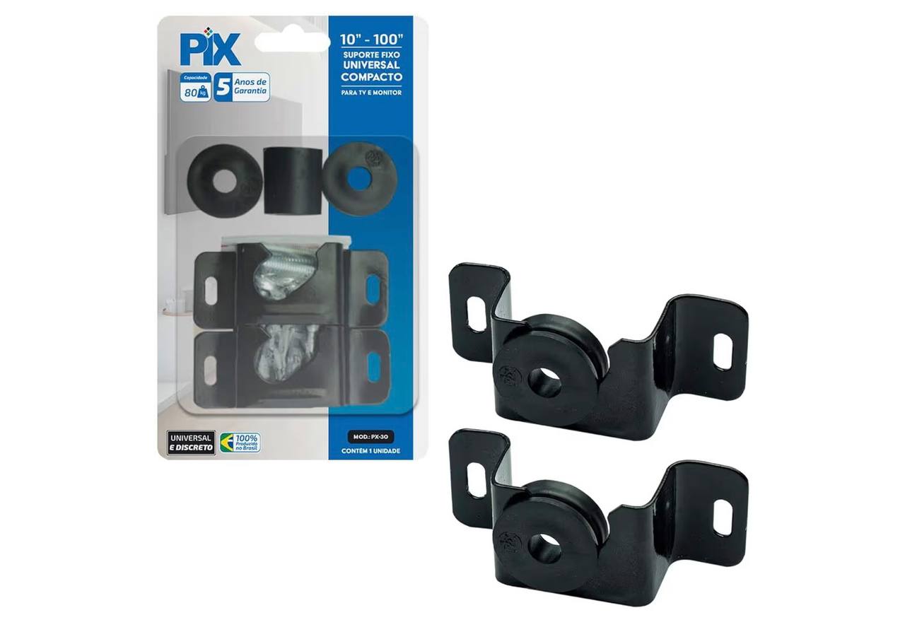 PIX Suporte de TV Fixo Universal 10 a 85 Polegadas Compacto Preto