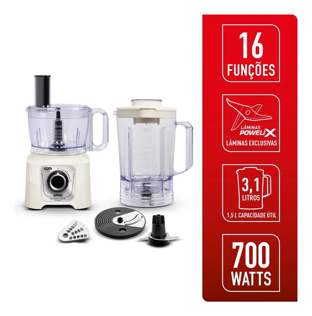 Multiprocessador Arno 700w 16 Funções Marfim Mp62