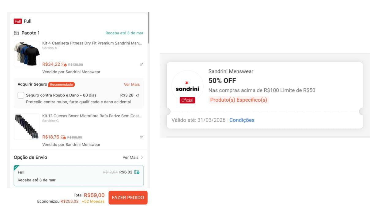 Cupom de 50% OFF loja ainda ativo