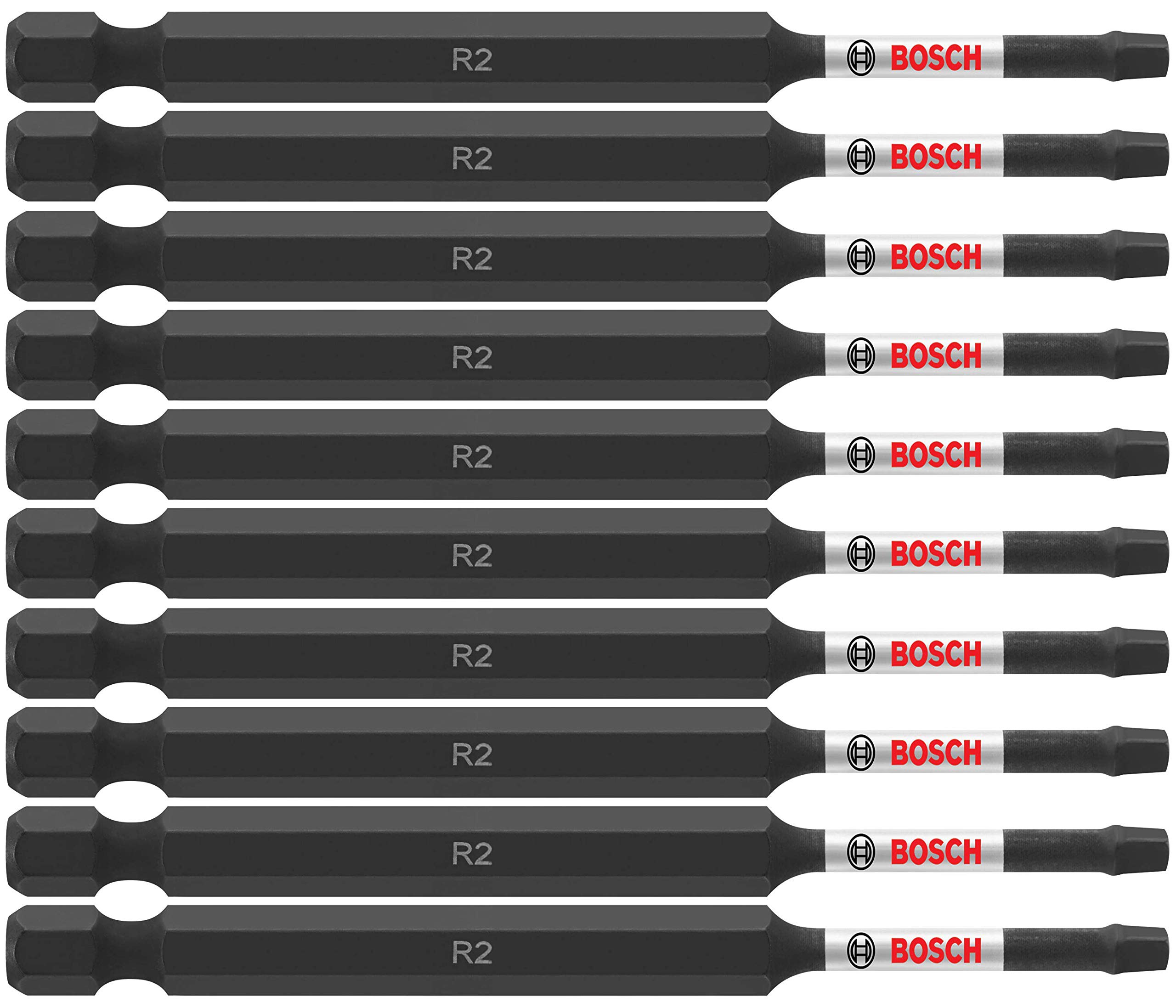 BOSCH ITSQ235B Pacote com 10 brocas elétricas de parafusamento quadradas #2 resistentes a impactos