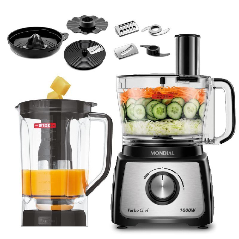 MONDIAL Multiprocessador Turbo Chef 9 em 1, Preto, 1000W, 220V - MPN-01-BF