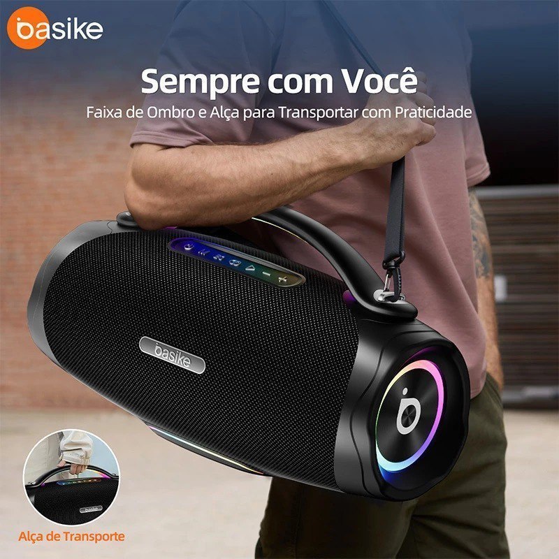 Basike alto-falante bluetooth 5.4 sem fio 200W Caixa Subwoofer Som Estéreo De Alta Fidelidade Party Ipx6,RAD180