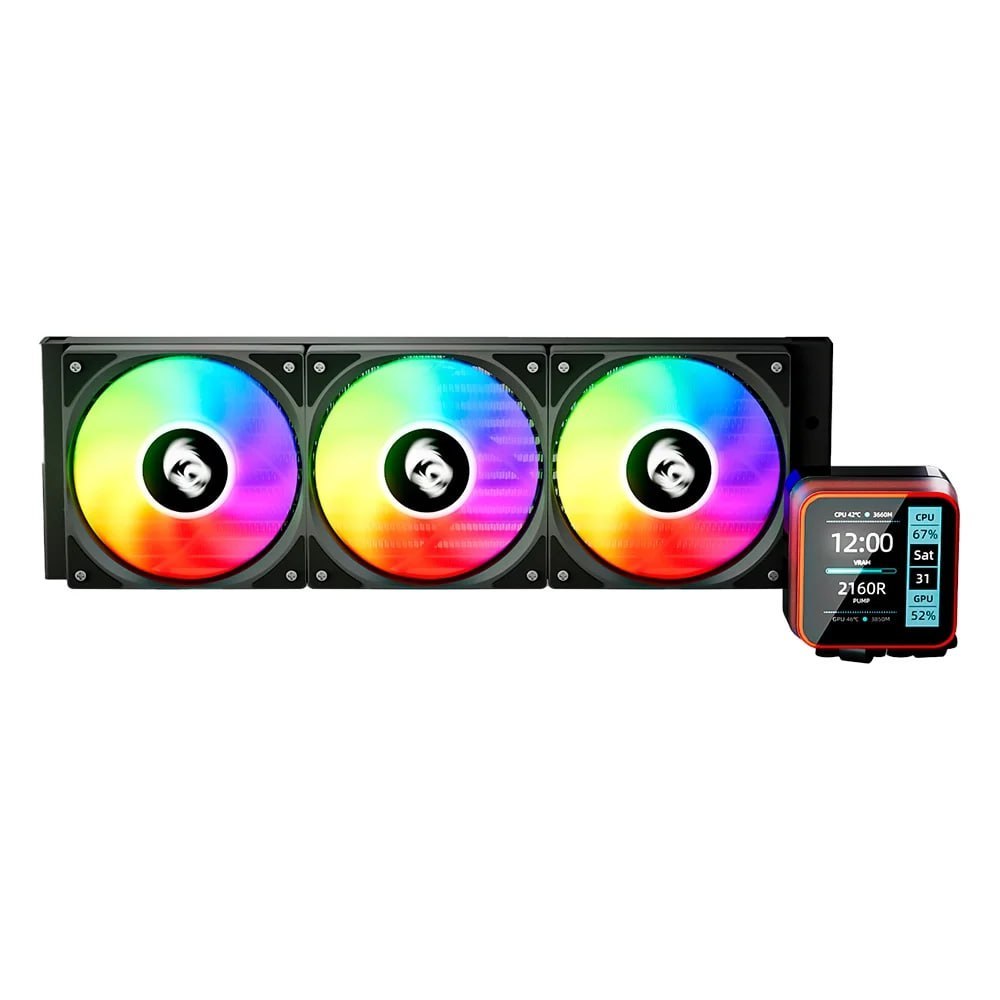 Water Cooler Redragon CCW-3015R 360mm ARGB, Intel LGA1851 e AMD AM5, com Display LCD 2.73", Motor de 12 Polos Brushless, Preto - CCW-3015R