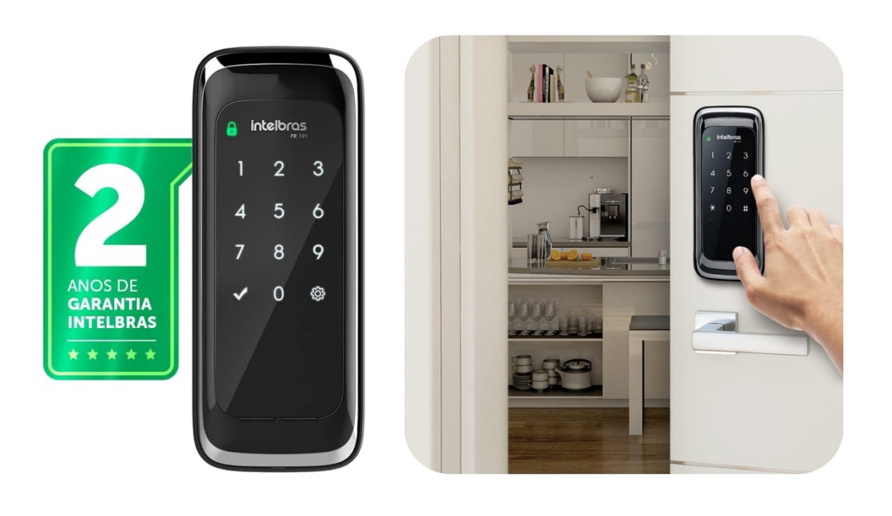 Fechadura Digital de Sobrepor Touch Screen FR 101 Preto Intelbras