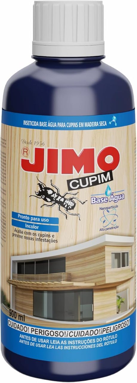 JIMO Cupim Base Água Eficaz Contra Cupim e Brocas Tratamento Preventivo e Curativo da Madeira Seca em Ambientes Internos e Externos 900ml