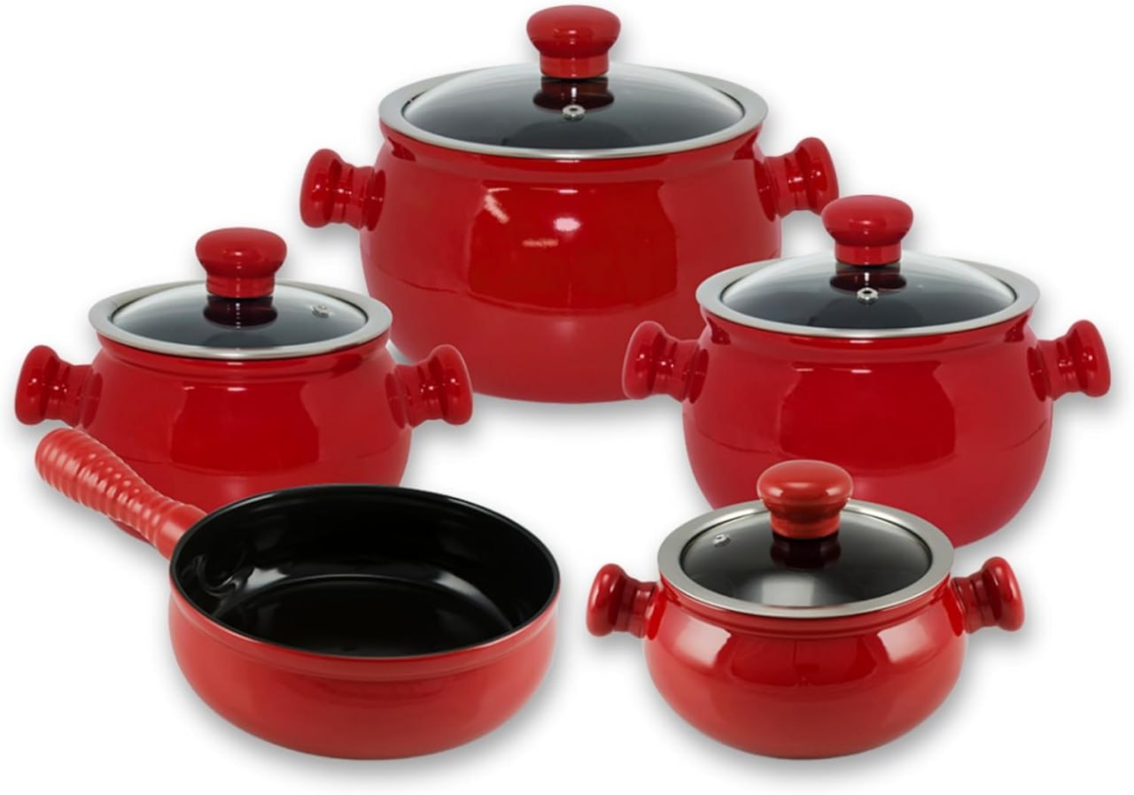 Conjunto de Panelas de Cerâmica Premiere Joy, 5 Peças, Pomodoro, Ceraflame
