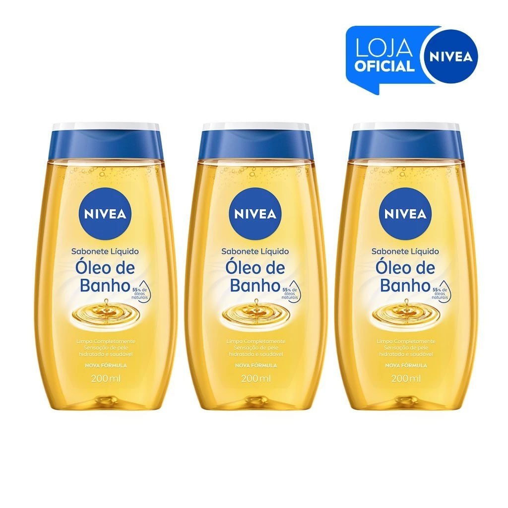 KIT - NIVEA Sabonete Líquido Óleo de Banho 200ml - 3 unidades BBB 26