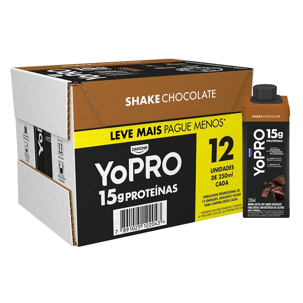 YoPRO Bebida Láctea UHT Chocolate 15g de proteínas 250ml - 12 unidades