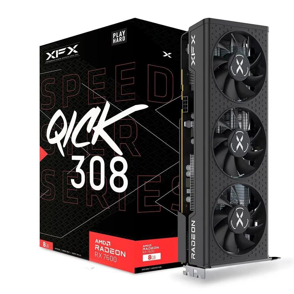 Placa de Vídeo XFX RX 7600 8GB Triple Fan