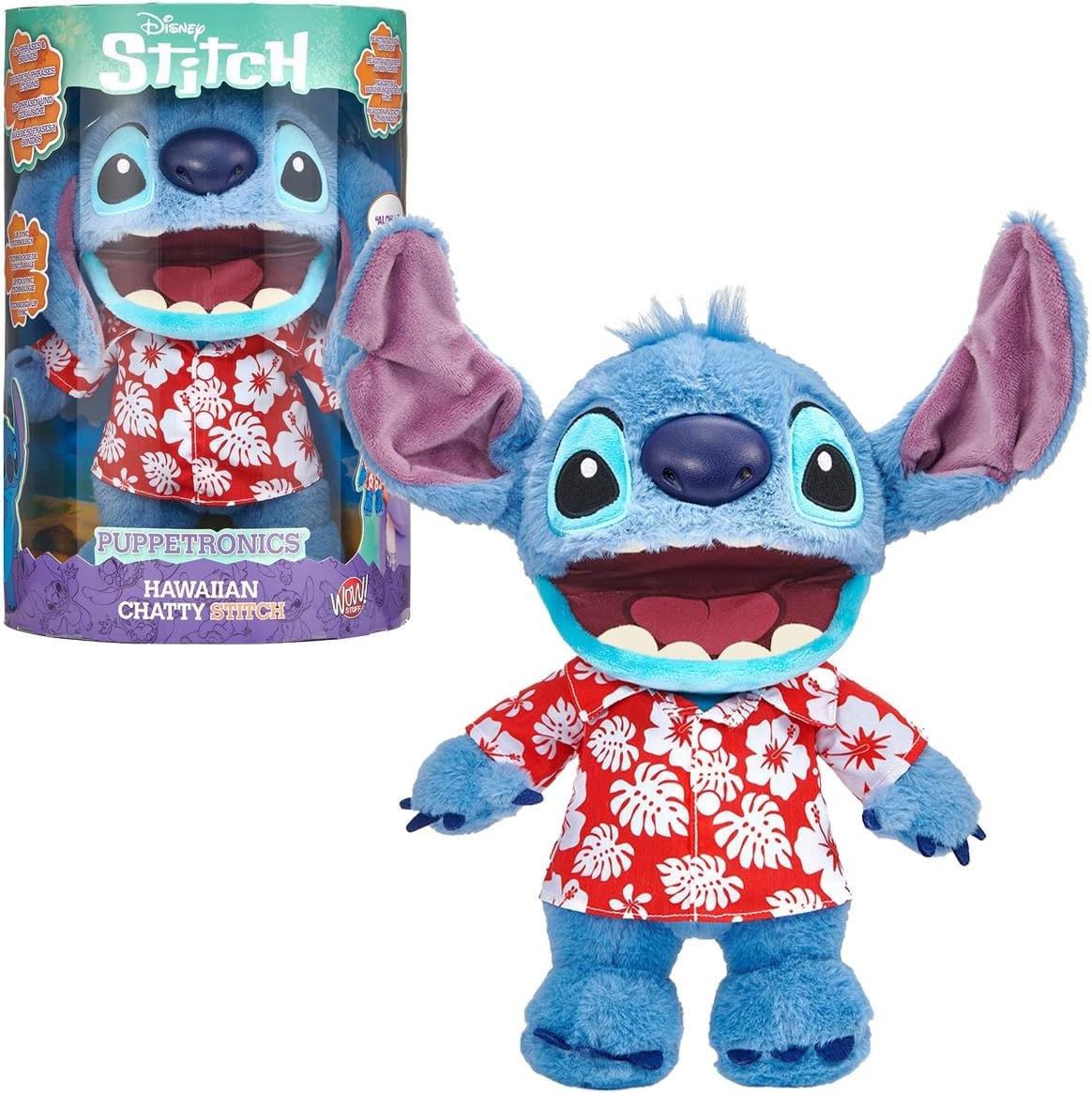 Pelucia 12" Stitch Havaiano Animatronico, Stitch Wow, Sunny