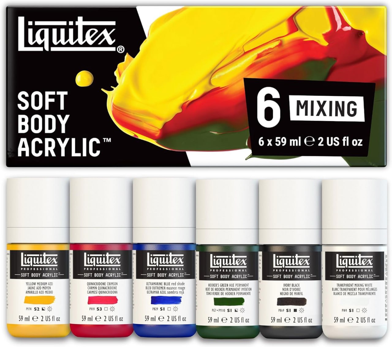 TINTA ACRILICA LIQUITEX C/06 59ML SOFT BODY 3699320