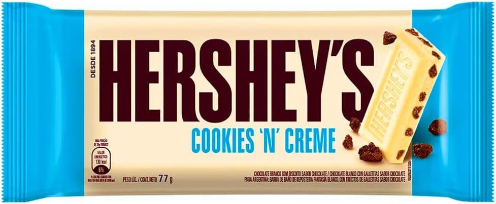3 Unidades de Barra de Chocolate Cookies N' Creme 77g - Hersheys