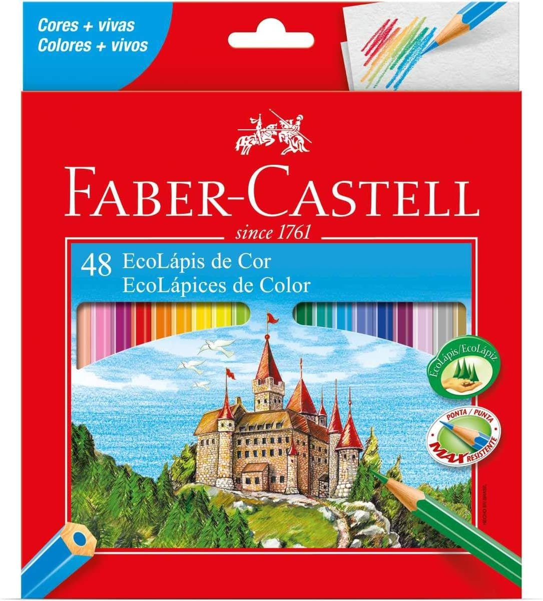 Lápis Sextavado EcoLápis Faber Castell, Multicor, 3 caixas com 48 unidades cada