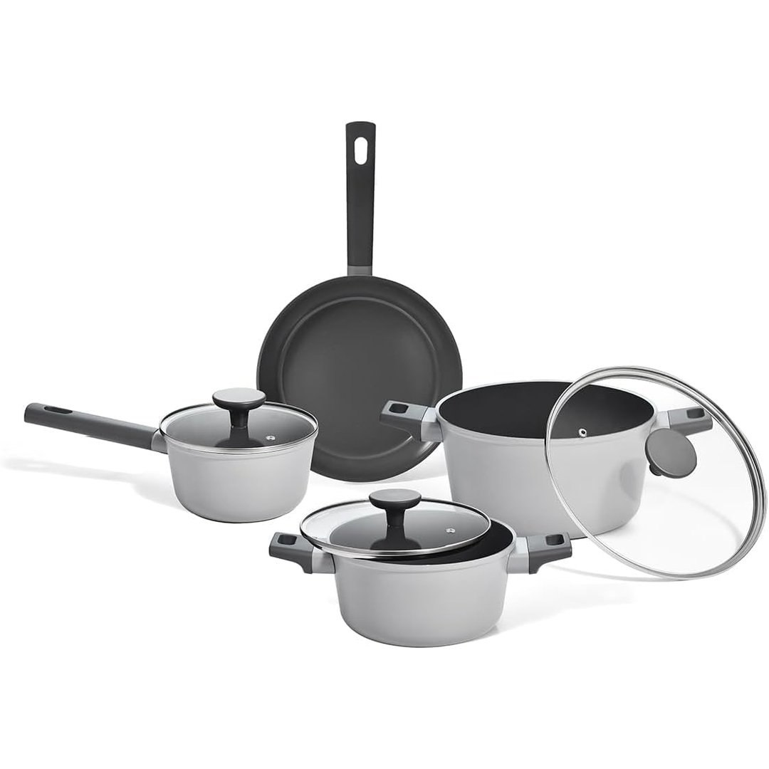 Oikos - Jogo com 4 Panelas Antiaderentes de Revestimento Cerâmico para Fogão por Indução, a Gás, Elétrico e Vitrocerâmico