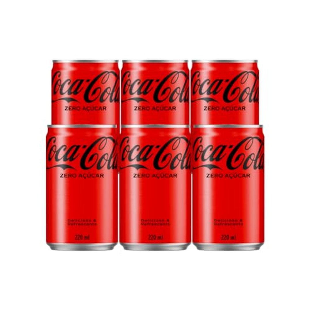 Pack de Coca-Cola sem açucar Lata 220mL 6 unidades