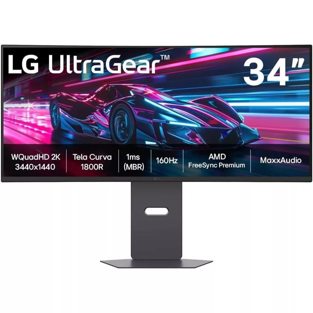 Monitor Gamer LG UltraGear Curvo 34G600A-B 34" QuadHD 2K, UltraWide 1800R, 160Hz, 1ms (MBR), AMD FreeSync Premium, HDR