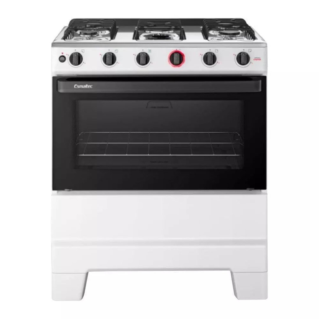 Fogão 5 Bocas Esmaltec F5IAB5121 Ideal Super Mesa em Aço Inox Acendimento Automático Branco Bivolt