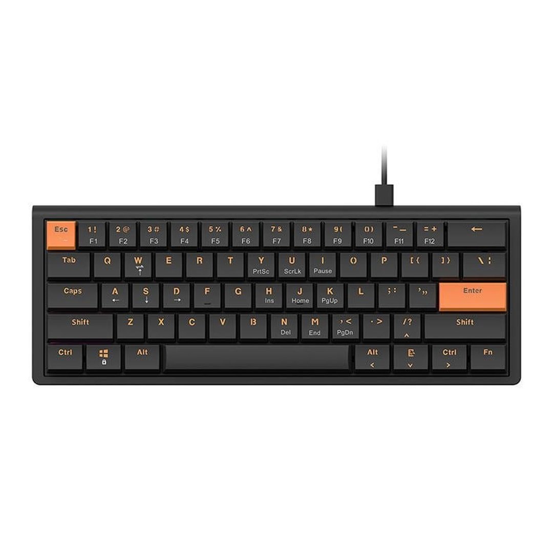 Teclado Mecanico Ajazz NKL61, Switch Vermelho, Preto e Laranja, NKL61-BO