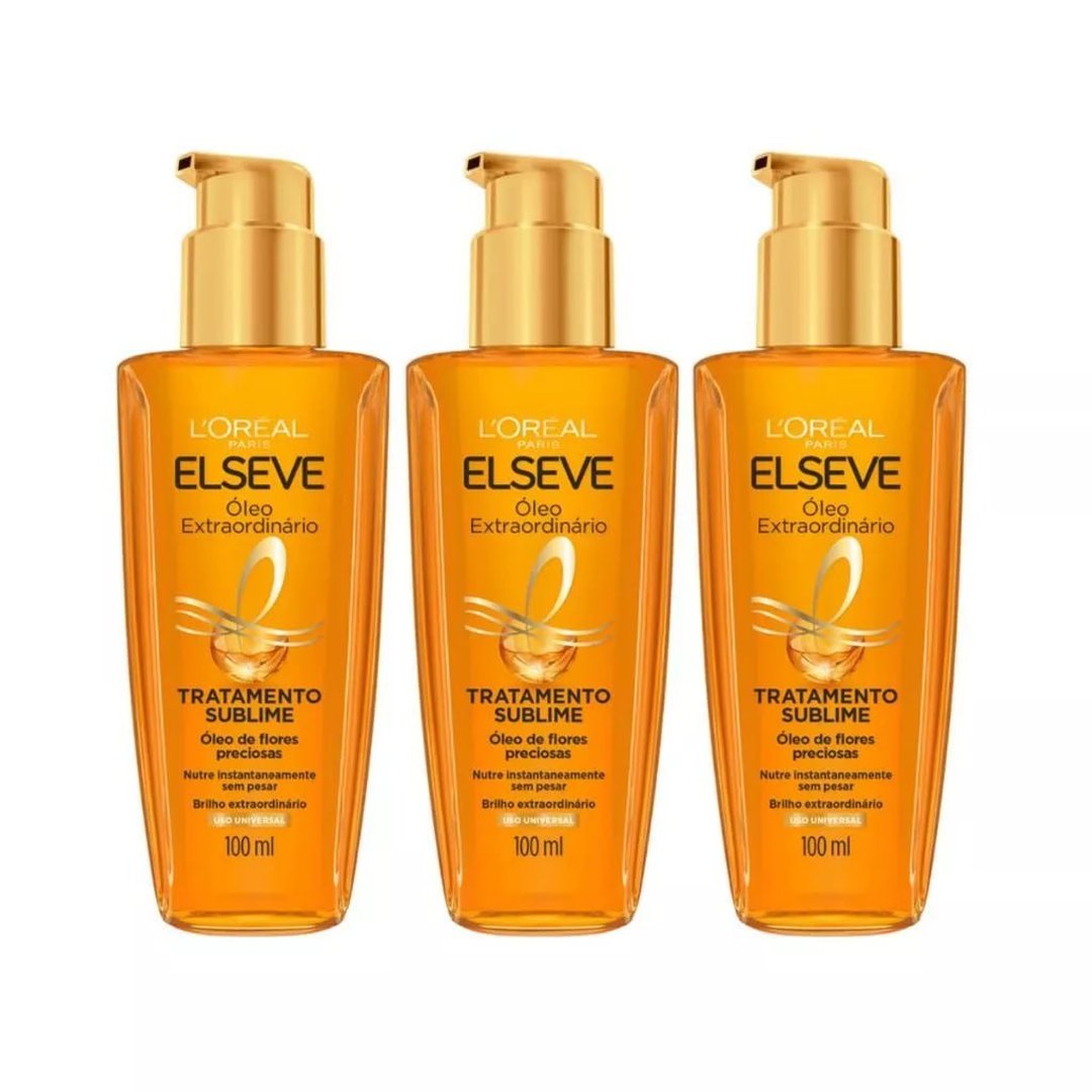 Kit 3 Óleos Extraordinarios para Cabelos Elseve Loreal Paris, 100ml