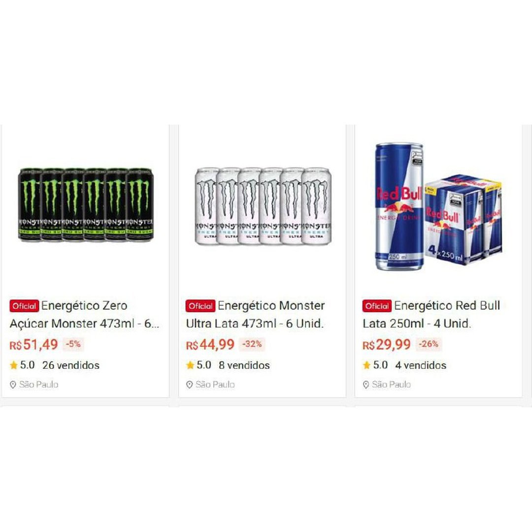Energético em oferta, loja oficial Shopee