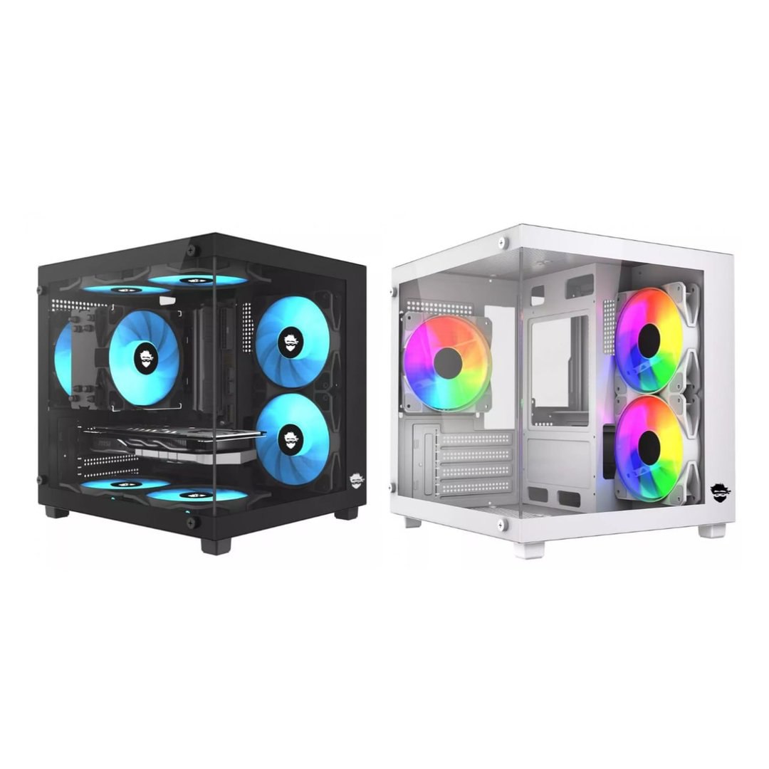 Gabinete Gamer Ninja Ryomaru, Mini Tower, Vidro Temperado, mATX, Sem Fonte, Com 3 Fans Rainbow