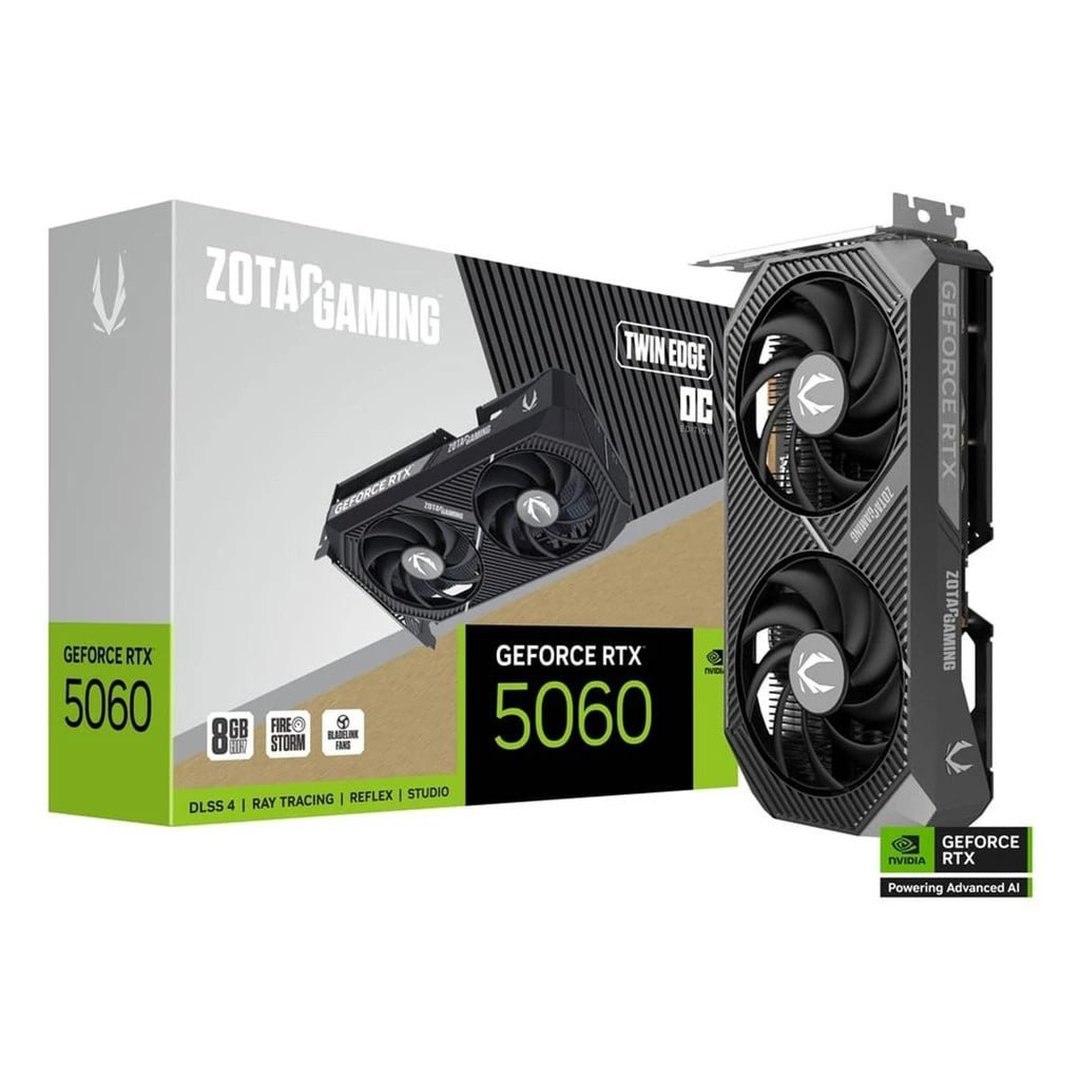 Placa de Vídeo GPU Zotac Gaming Geforce Rtx 5060 8gb 128bits Gddr7 Twin Edge Oc Zt-B50600h-10m