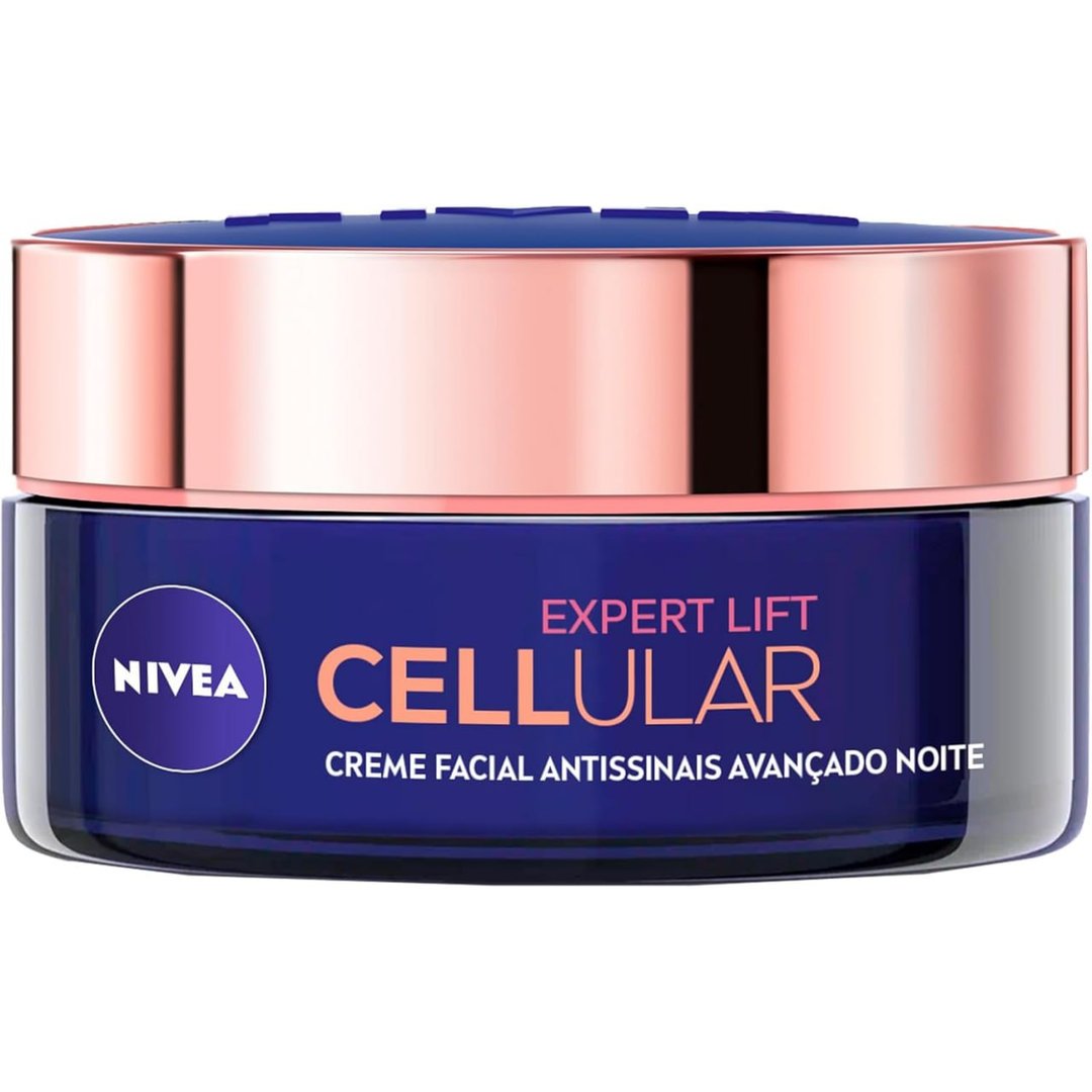 NIVEA Creme Facial Antissinais Cellular Lift Noite 50ml, Fortalece a Pele, Reduz Rugas, Estimula Colágeno, Bakuchiol Puro, Cuidado Noturno