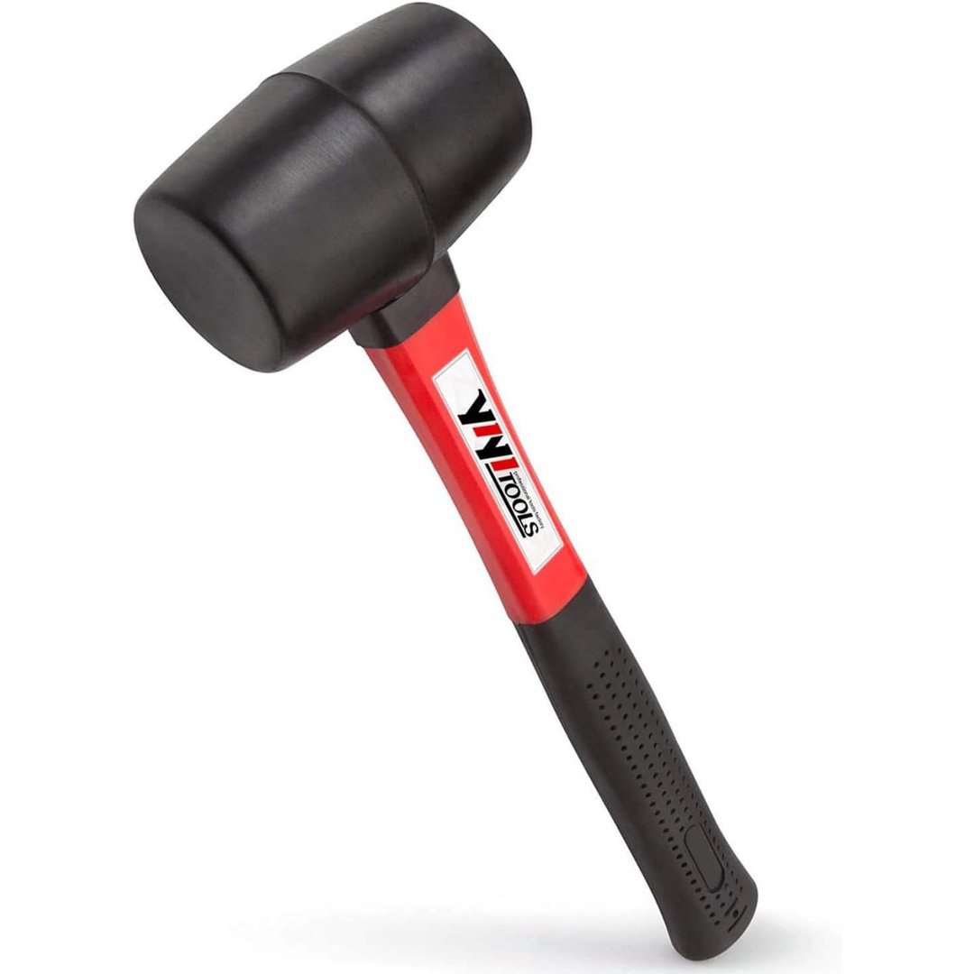 Martelo de borracha YIYITOOLS YY-2-005, com alça de fibra de vidro, 453 g, preto