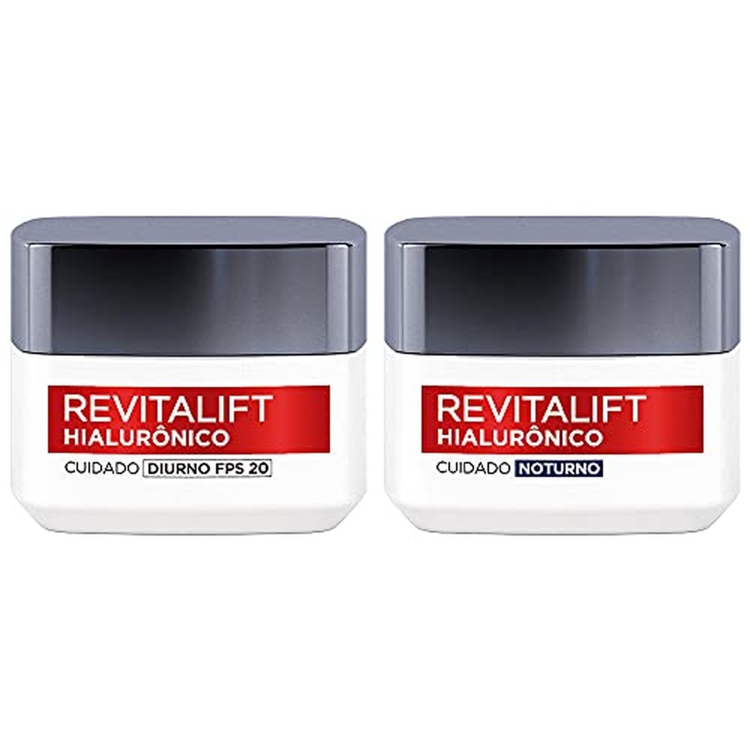 Kit de Skincare L'Oréal Paris Revitalift Hialurônico Creme Diurno FPS 20 + Creme Noturno