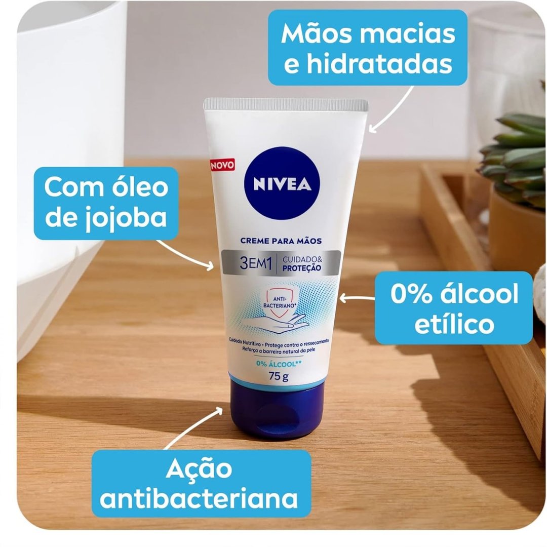 NIVEA Creme para Mãos Ação Antibacteriana 3 em 1 75g
