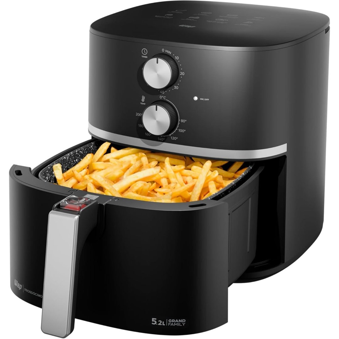 WAP Fritadeira Elétrica Air Fryer GRAND WAFG2S 5,2L Temperatura Ajustável, Revestimento Antiaderente, 1500W
