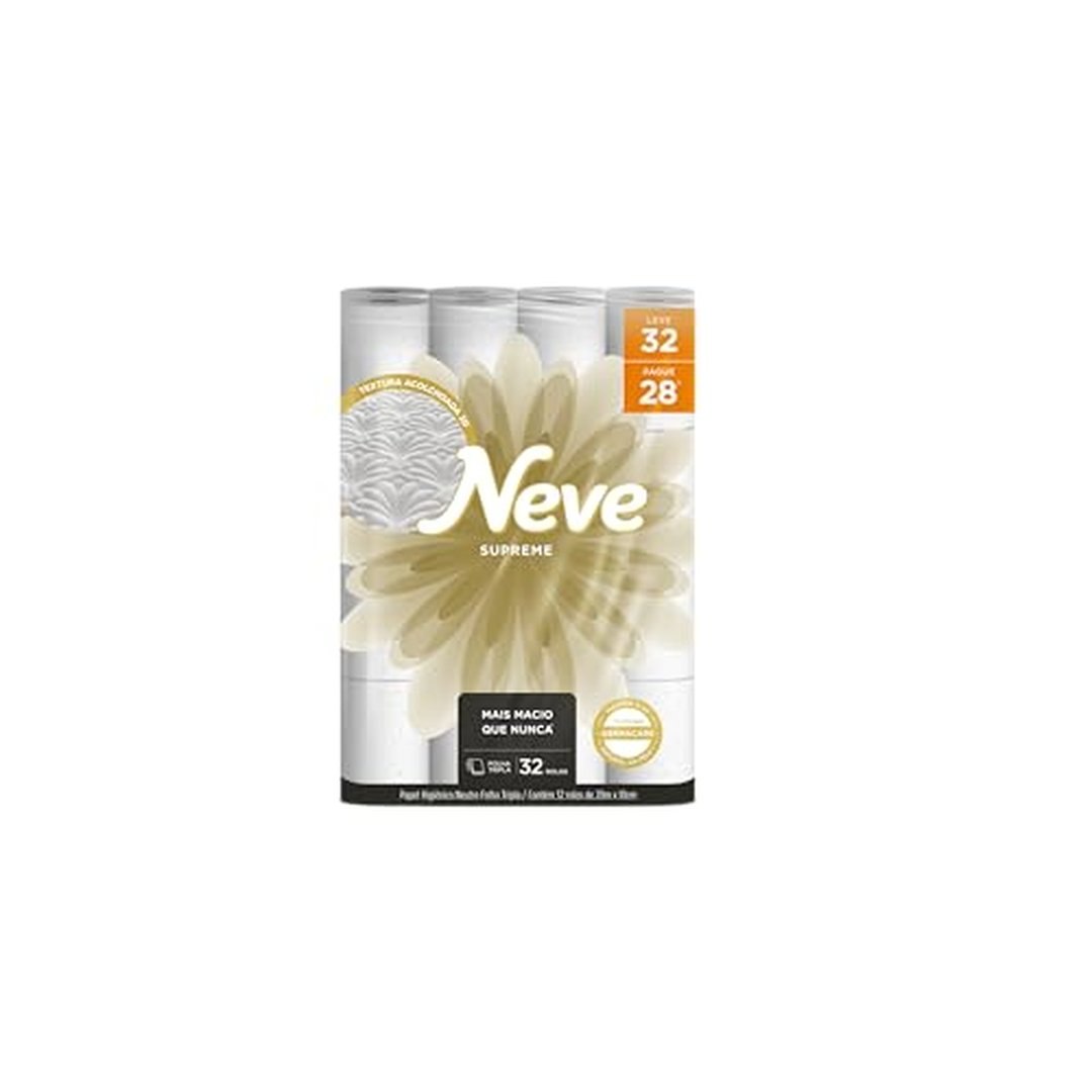 Neve Papel Higiênico Supreme Folha Tripla, 20m, 32unds