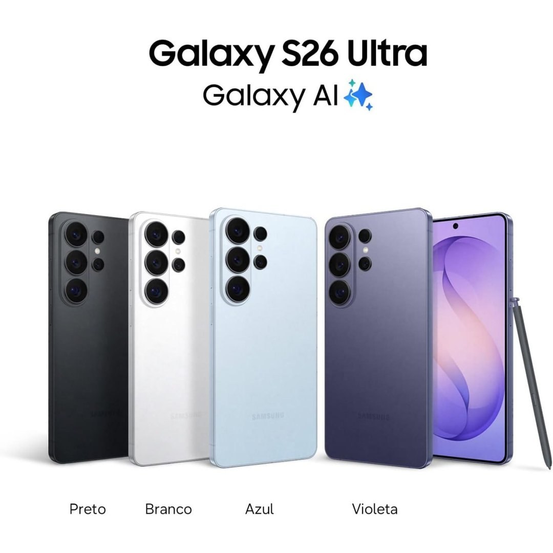Celular Samsung Galaxy S26 Ultra 5G, 512GB, 12GB RAM, Câmera Quádrupla, Tela Grande de 6.9" - Preto - Você ganha o dobro de memória (512GB) pelo mesmo preço de 256GB