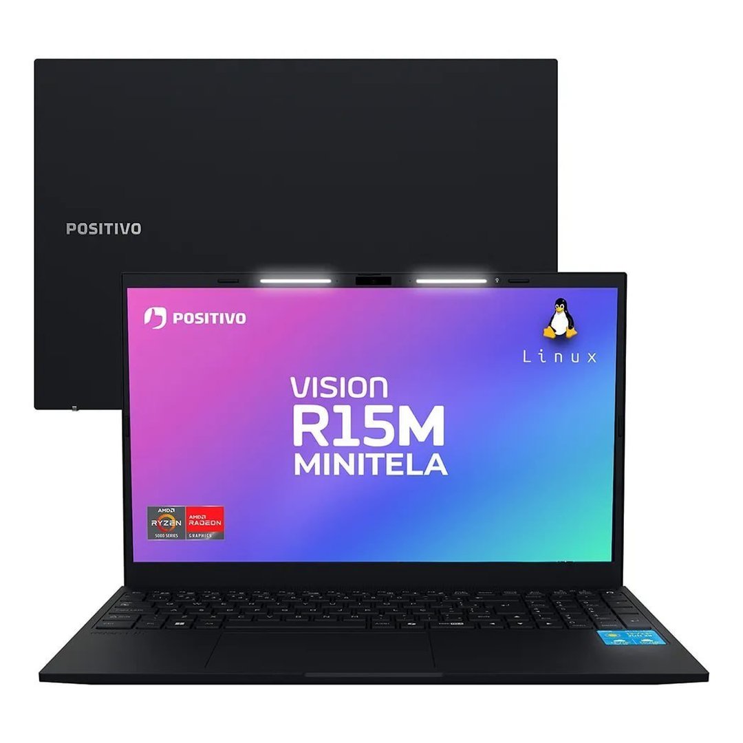 Notebook Positivo Vision R15m Ryzen 5-5625U, 8/256GB, Tela 15 FHD IPS com Minitela