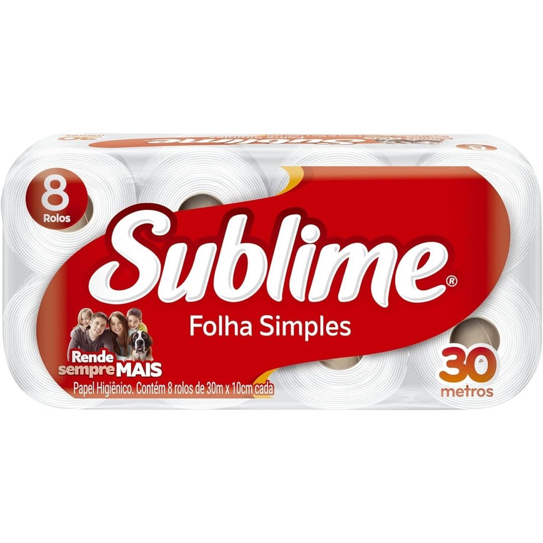 Sublime Papel Higiênico Folha Simples Vermelho 8 Rolos