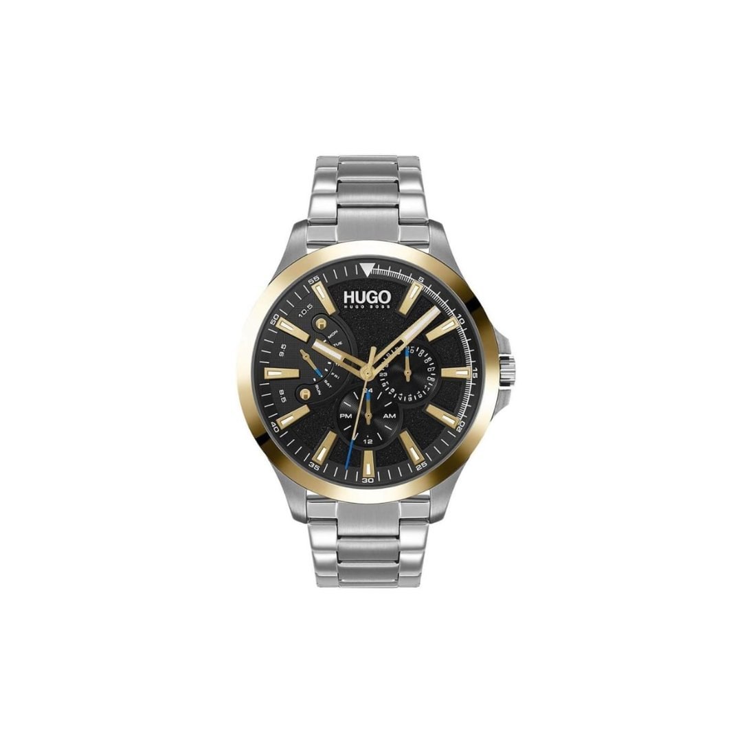 HUGO by Hugo Boss Relógio masculino de quartzo #LEAP com pulseira de aço inoxidável, prata, 22 (modelo: 1530174)