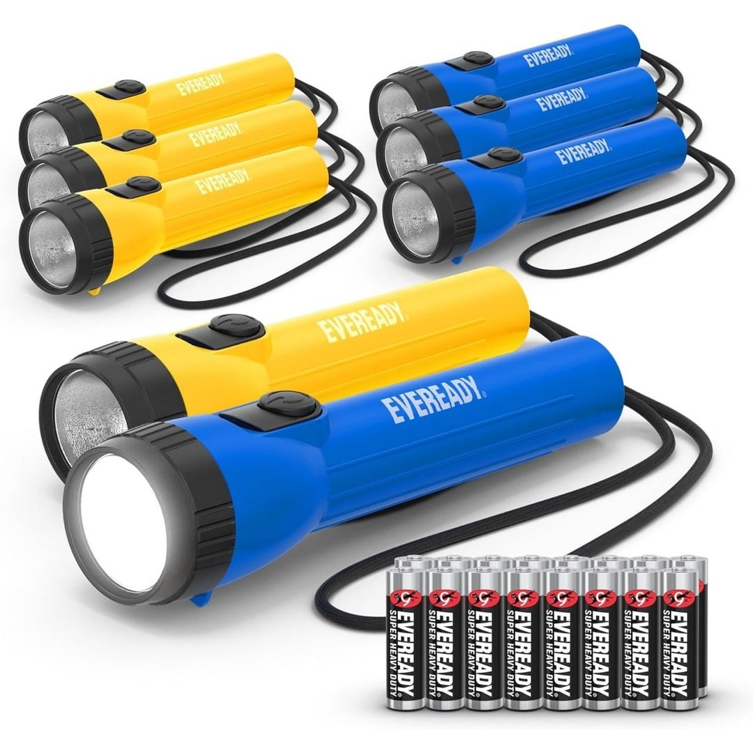 Eveready Lanterna de LED (pacote com 8) Lanternas confiáveis e brilhantes para uso geral, ótimas para acampamento, carro, tempestade de emergência, lanterna portátil com falta de energia (pilhas