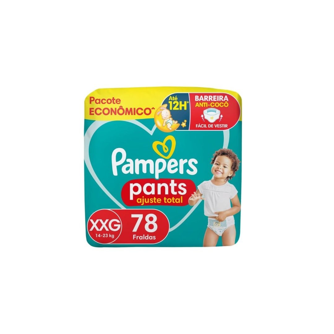 Fralda Pampers Pants Ajuste Total tamanho XXG, Fácil de Vestir, 78 Unidades
