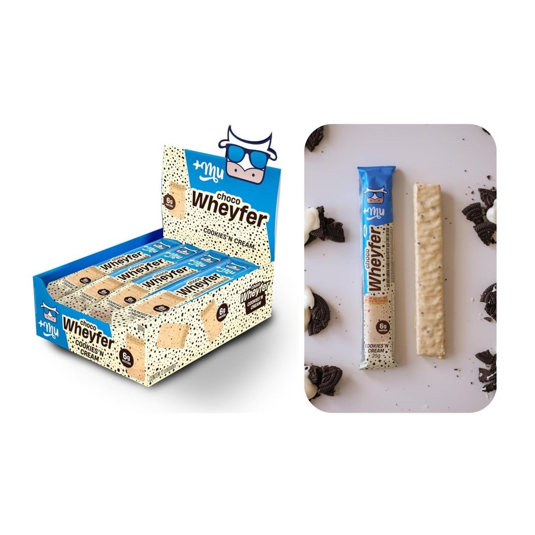 2x +Mu Chocowheyfer Snack Proteico 6g proteina Sabor Cookies - Display com 12 unidades - 300g