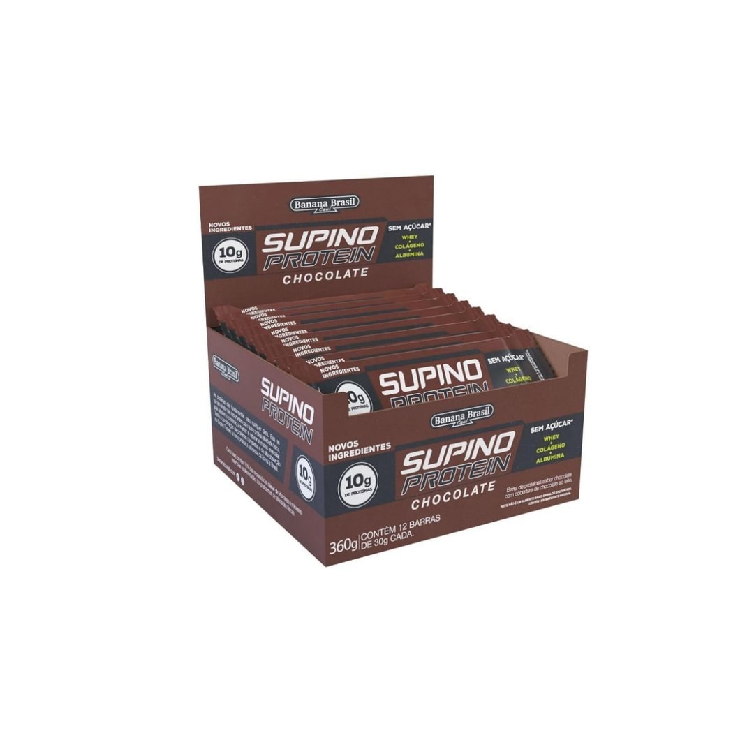 Banana Brasil Display Barra De Proteína Supino Protein Chocolate - 12 Unidades De 30G