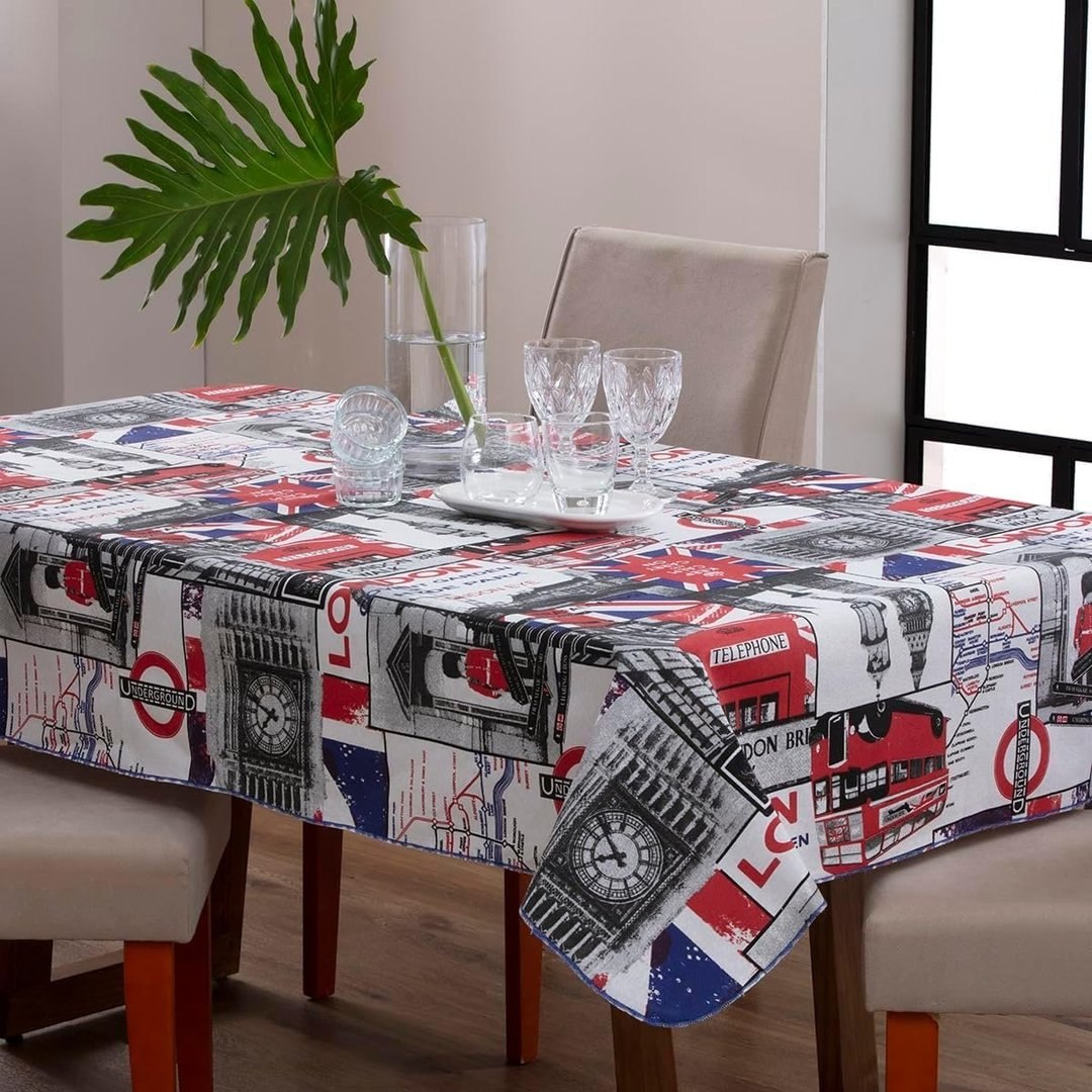 Toalha de Mesa Retangular Verona para 6 Lugares, 2,10M x 1,40M, Tecido Verona Estampado (London)