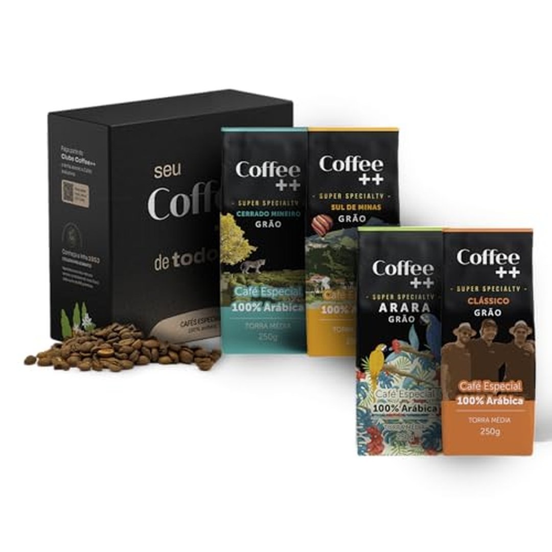 Kit 4 Pacotes Café Especial Torrado e Moído Coffee Mais Clássico, Arara, Sul de Minas e Cerrado de Minas