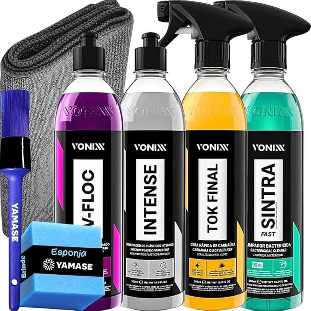 Limpeza Automotiva Completa Shampoo V-floc Revitalizador Intense Cera Tok Final Limpador Sintra Fast Pano Vonixx